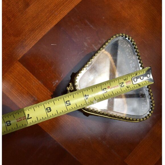 Vintage Ormolu Beveled Glass Filigree Footed Jewelry Box - Velvet Interior - Picture 8 of 8